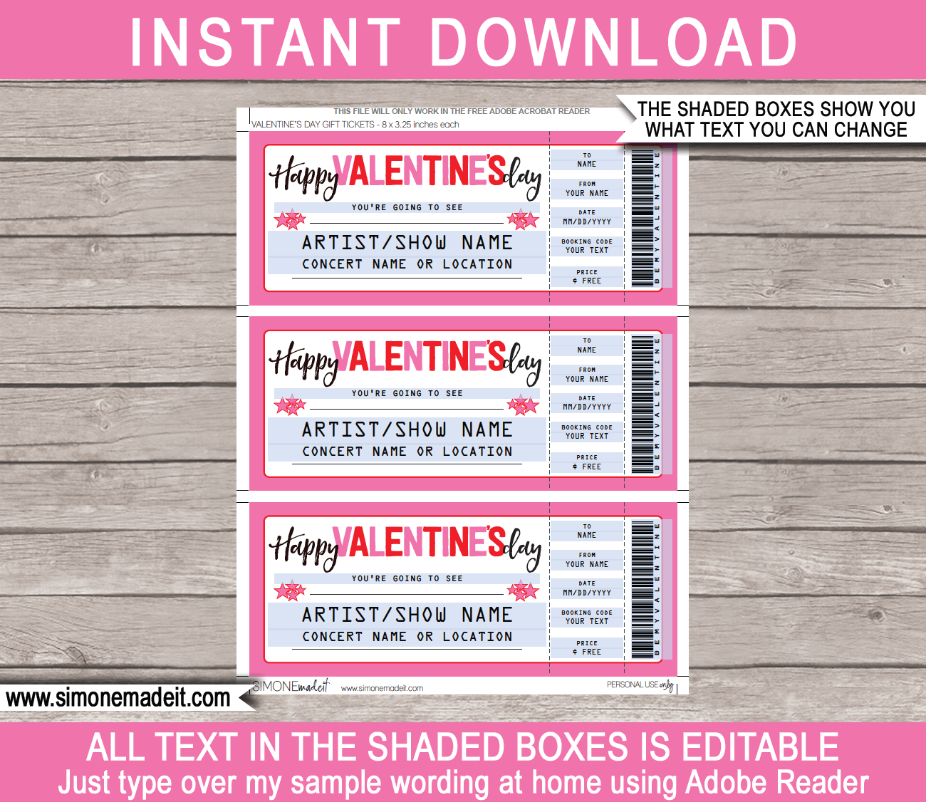 free printable valentine tickets