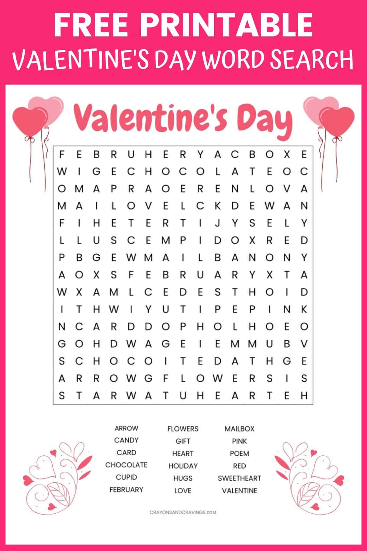 free printable valentine worksheet