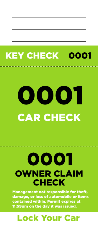free printable valet tickets