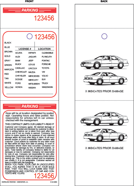 free printable valet tickets