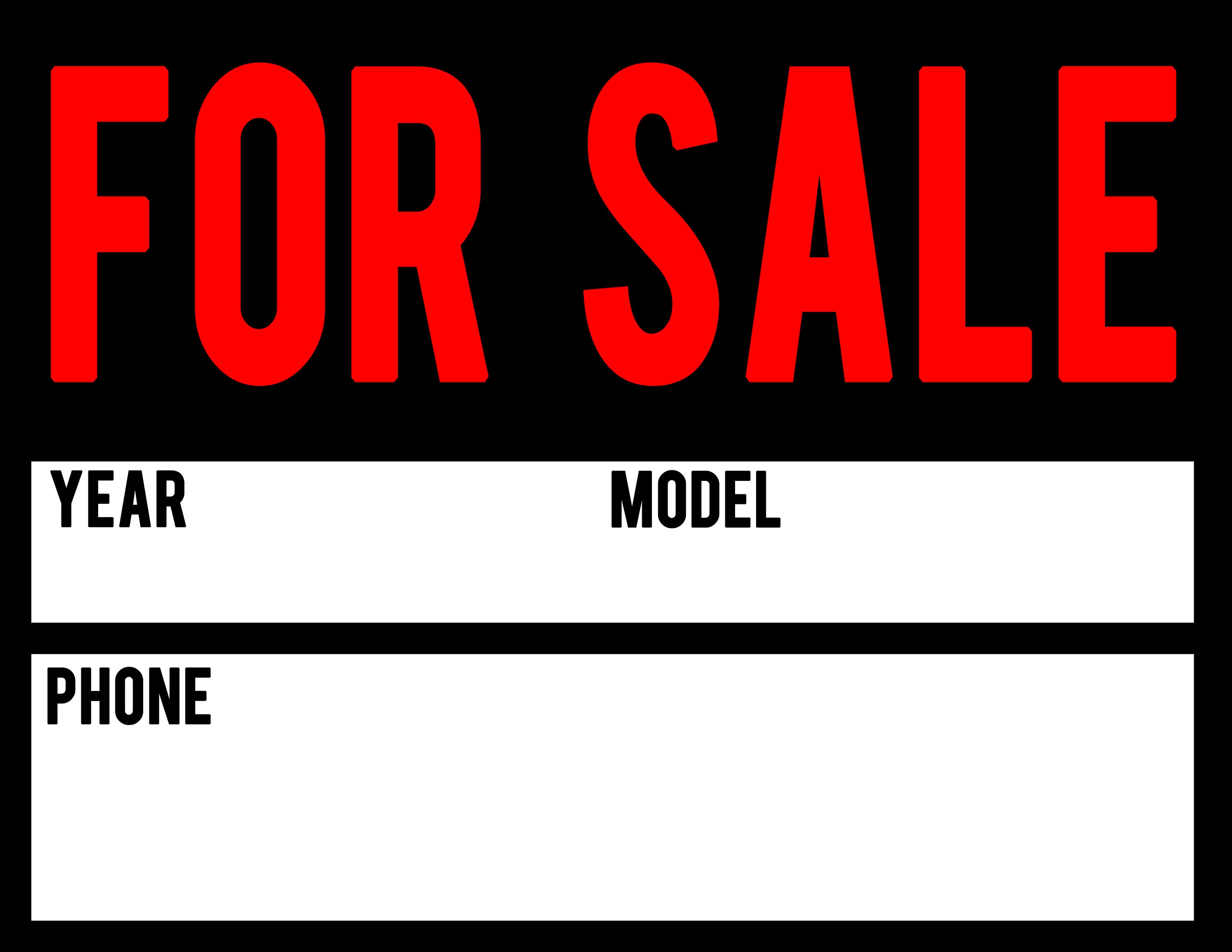 free printable vehicle for sale signs