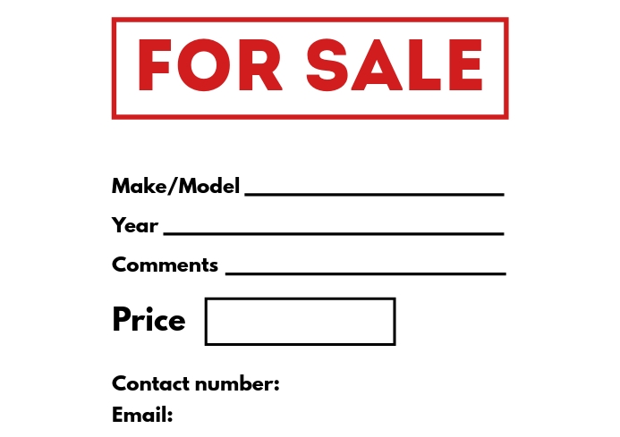 free printable vehicle for sale signs