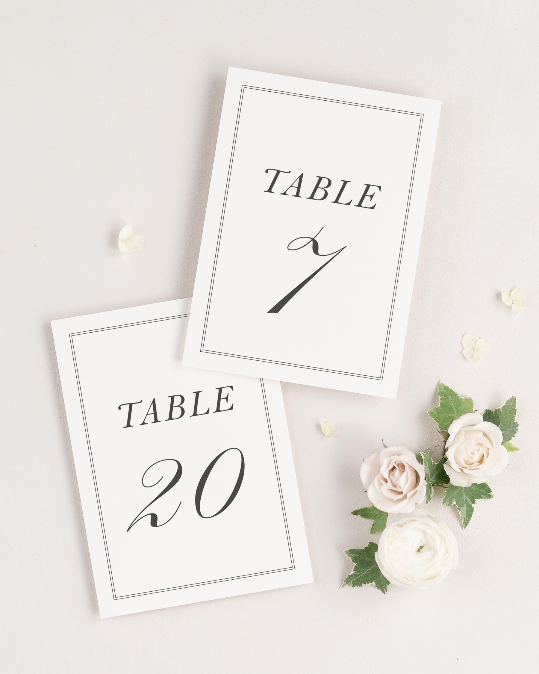 Simply Classic Table Numbers | Shine Wedding Invitations