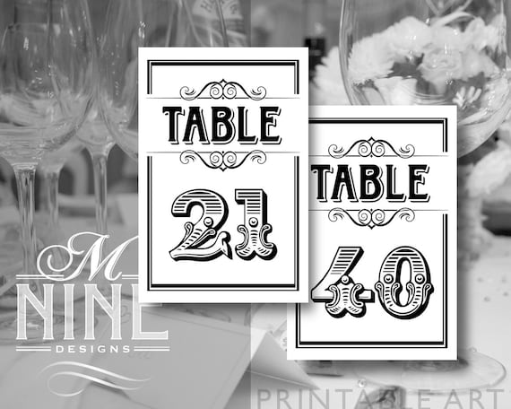 free printable vintage table numbers for wedding