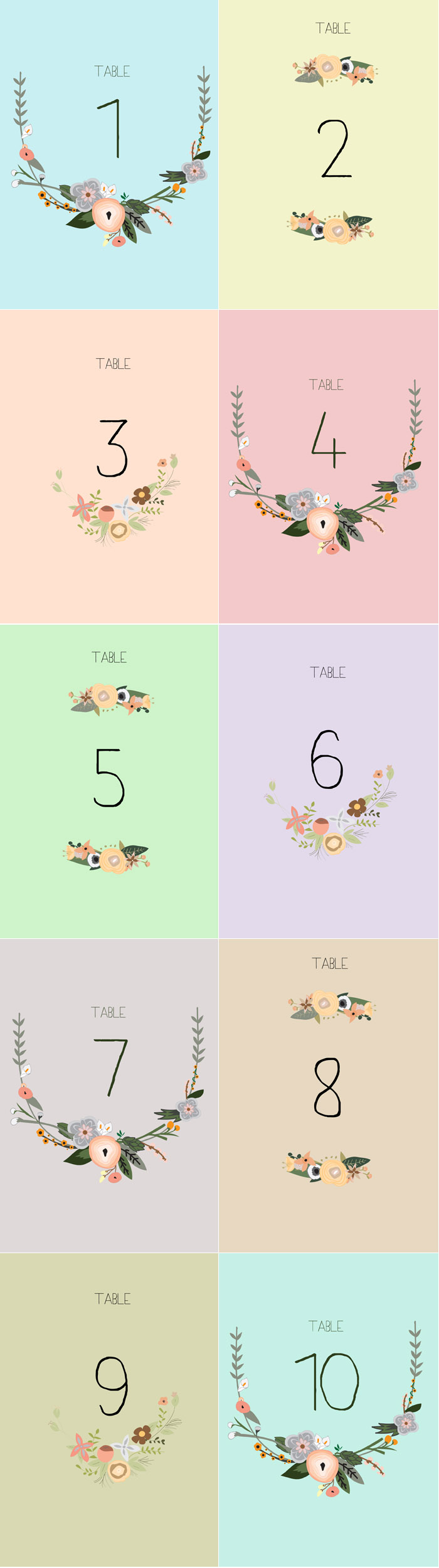 free printable vintage table numbers for wedding