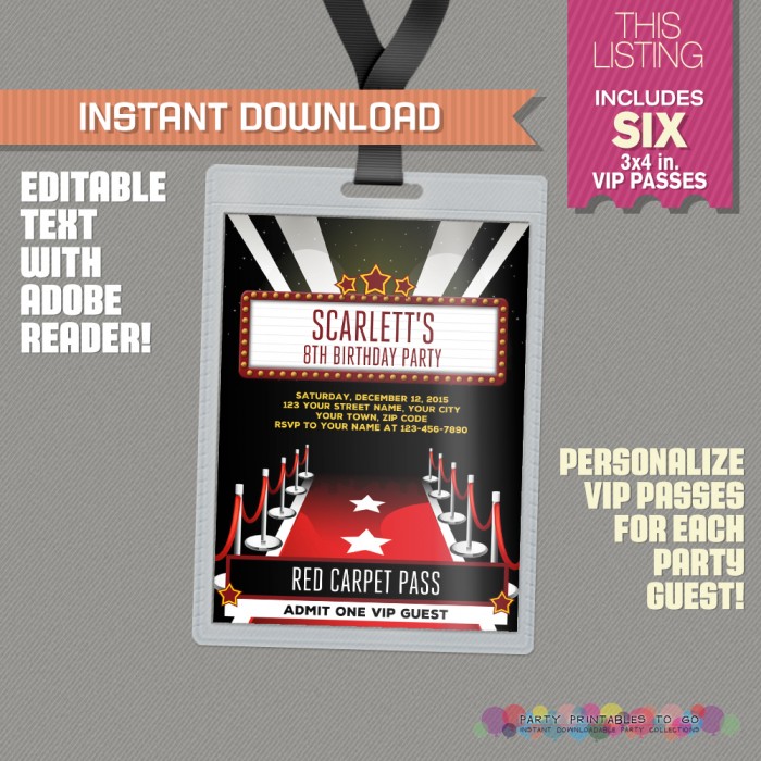 free printable vip birthday invitations