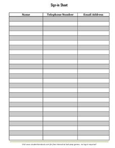 Guest and Visitor Sign-In Sheet Printables for Pre-K - Higher Ed ...