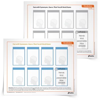 free printable vocabulary games for high school
