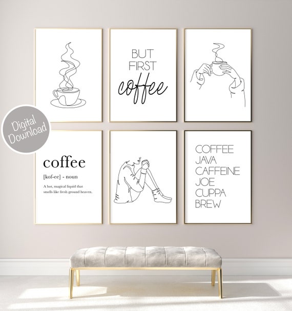Coffee Shop Wall Art Set of 6, Coffee Art Print Set, Coffee Shop ...