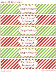 free printable water bottle labels christmas