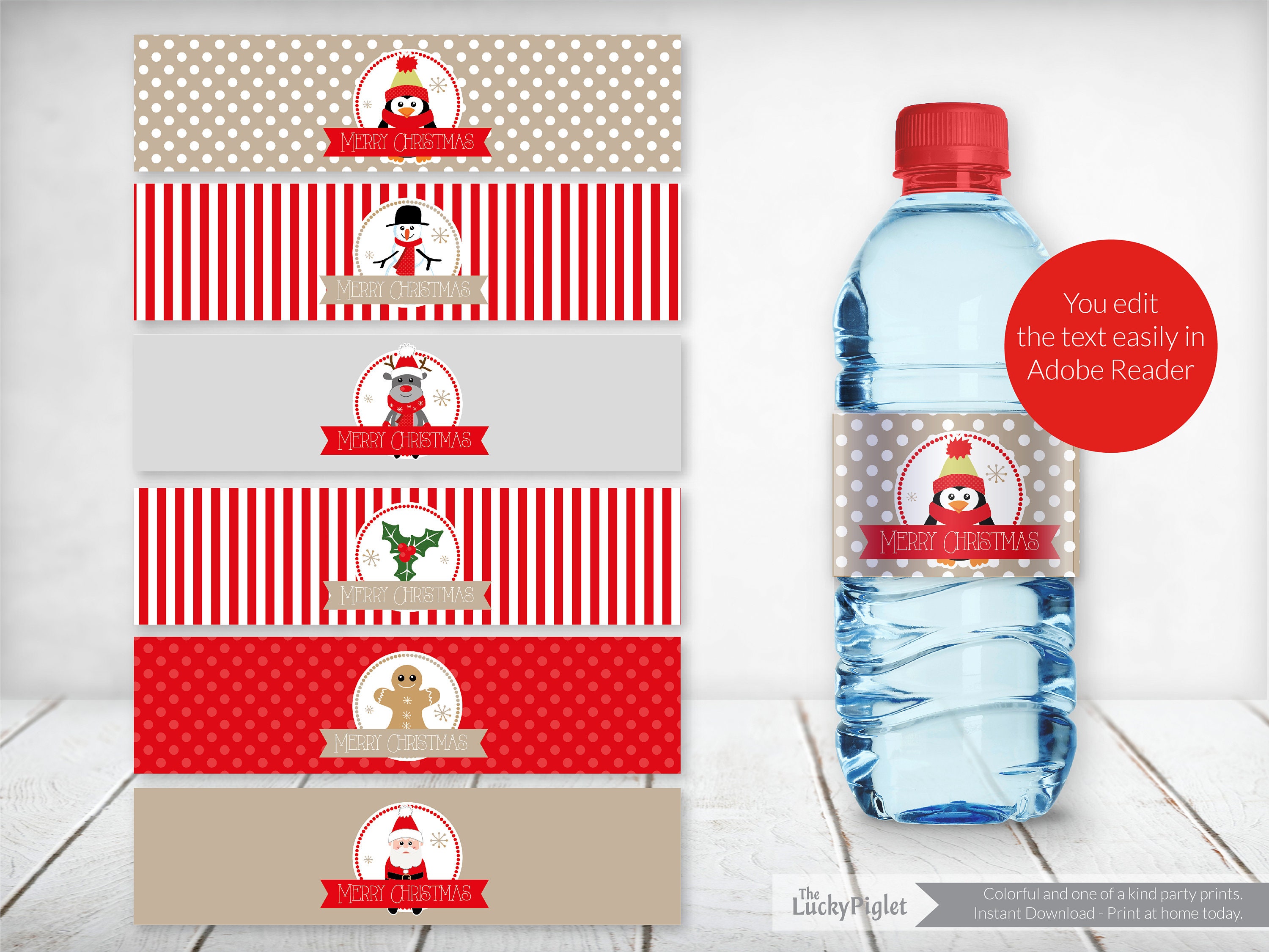free printable water bottle labels christmas