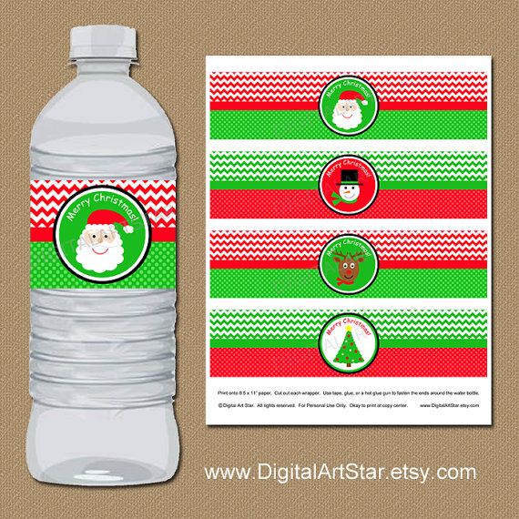 free printable water bottle labels christmas