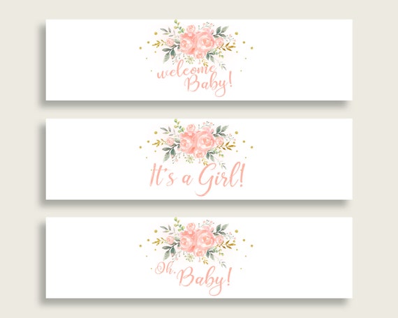 free printable water bottle labels pink and gold