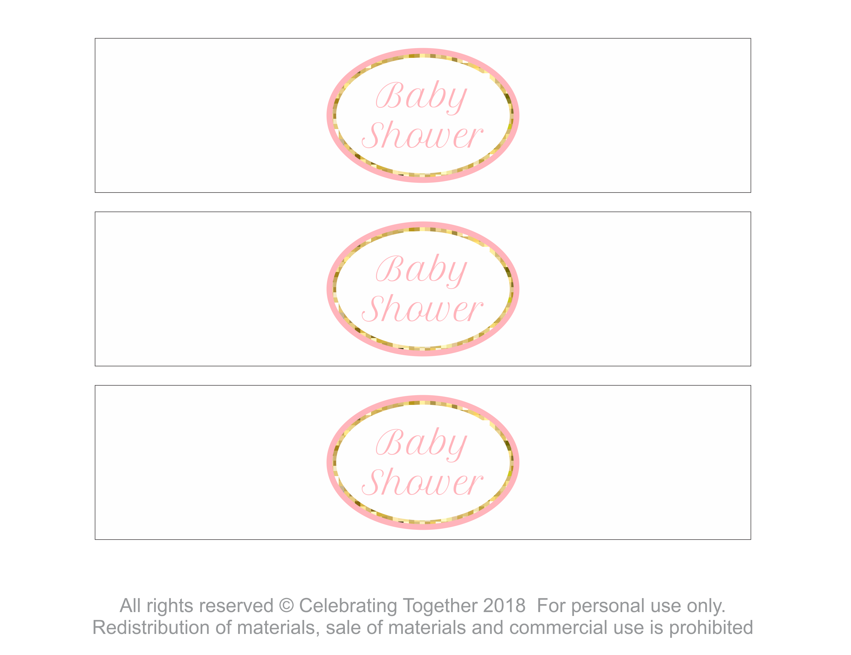 free printable water bottle labels pink and gold