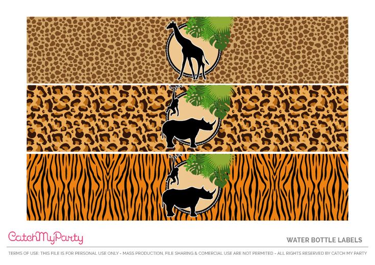 free printable water bottle labels safari