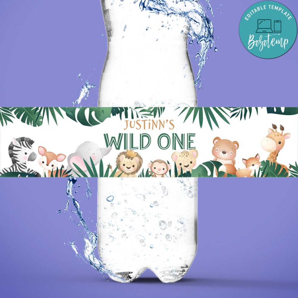 free printable water bottle labels safari