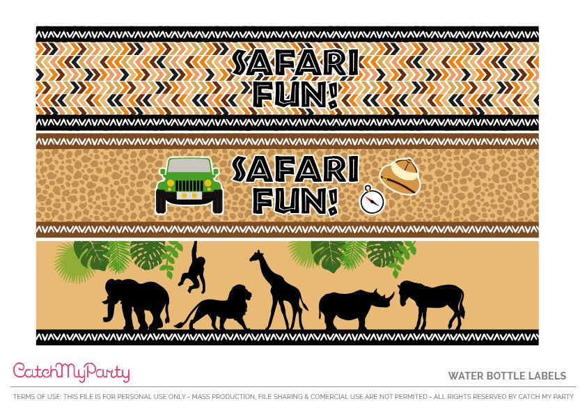 free printable water bottle labels safari