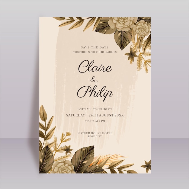 free printable wedding invitation watercolor