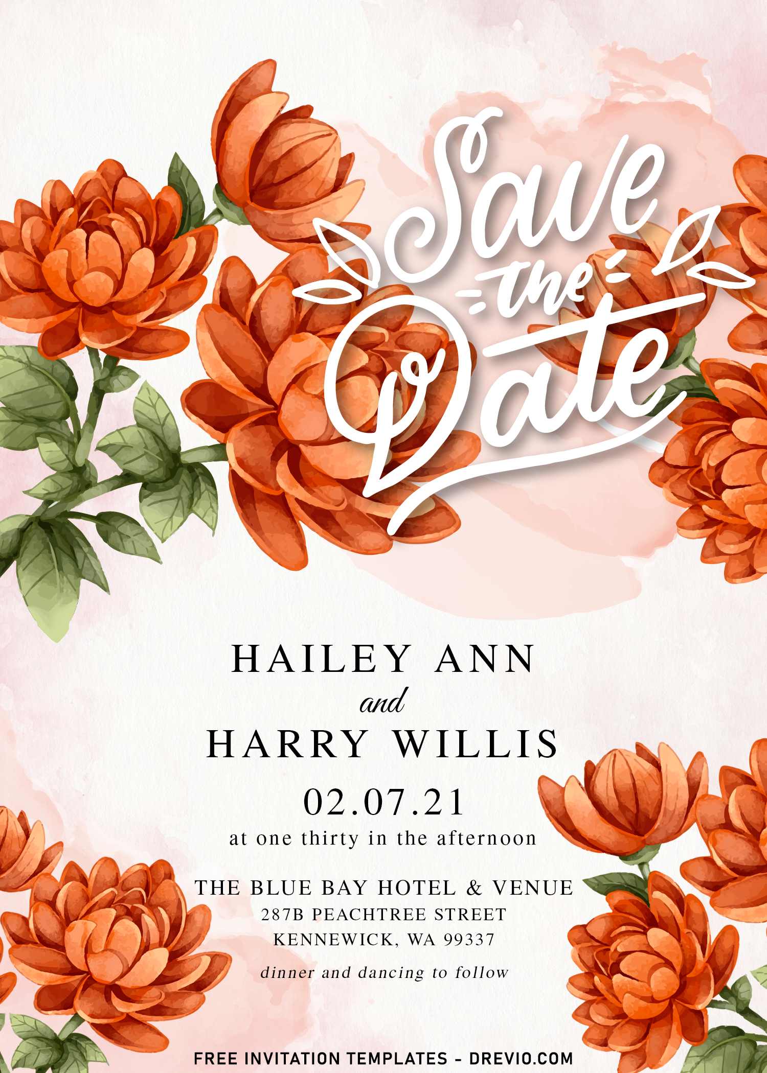 free printable wedding invitation watercolor