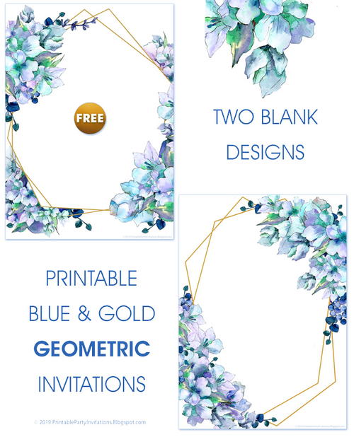 Printable Blue Watercolor Wedding Invitations | AllFreeDIYWeddings.com