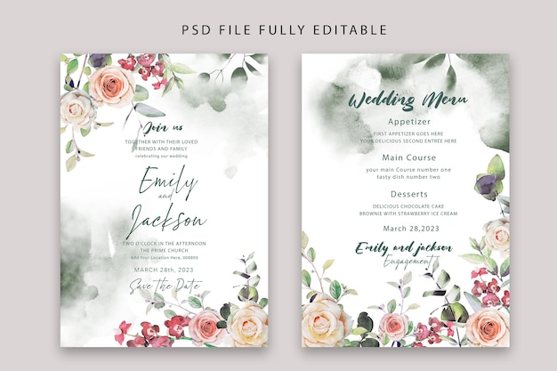 free printable wedding invitation watercolor