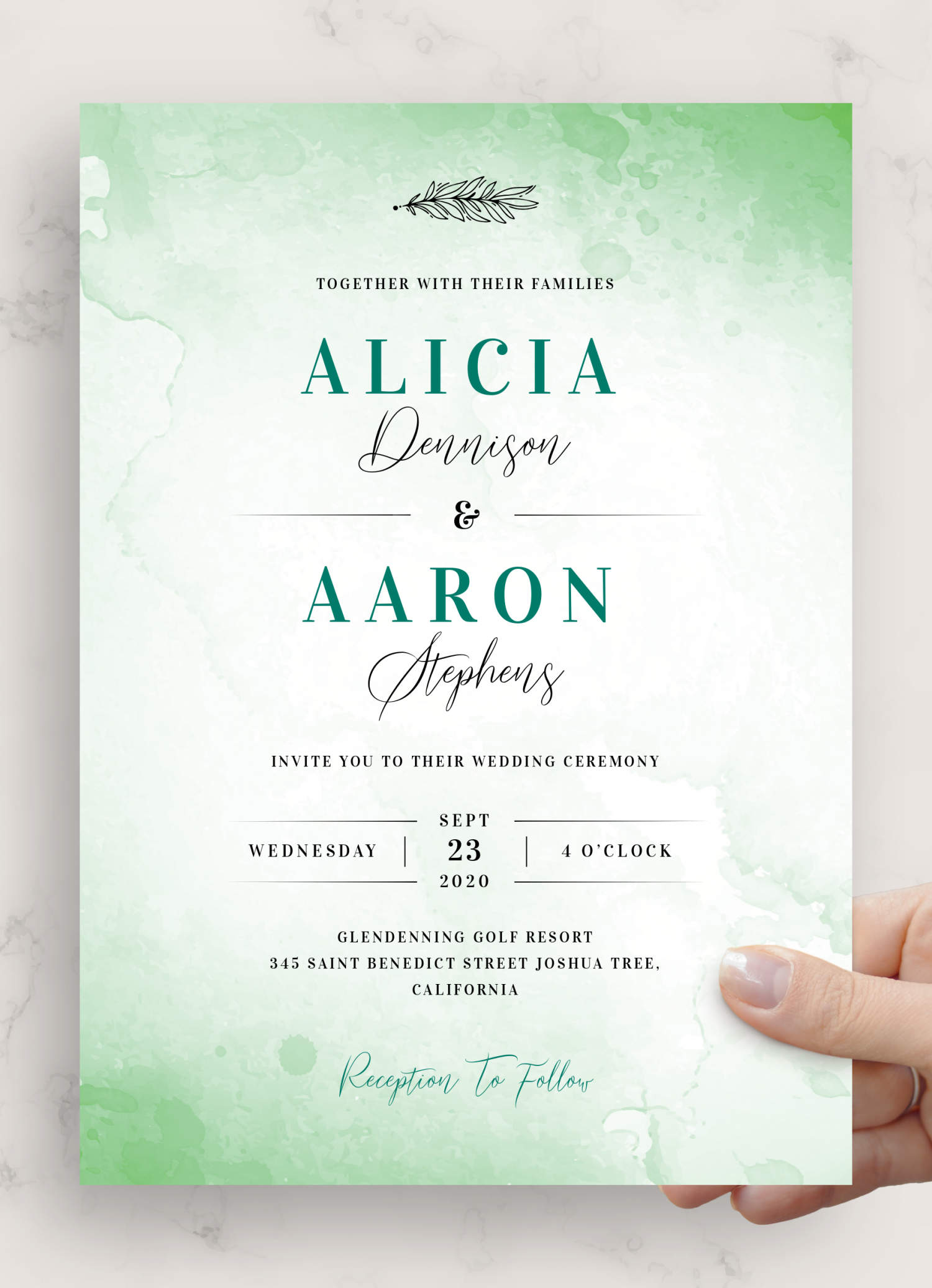 free printable wedding invitation watercolor