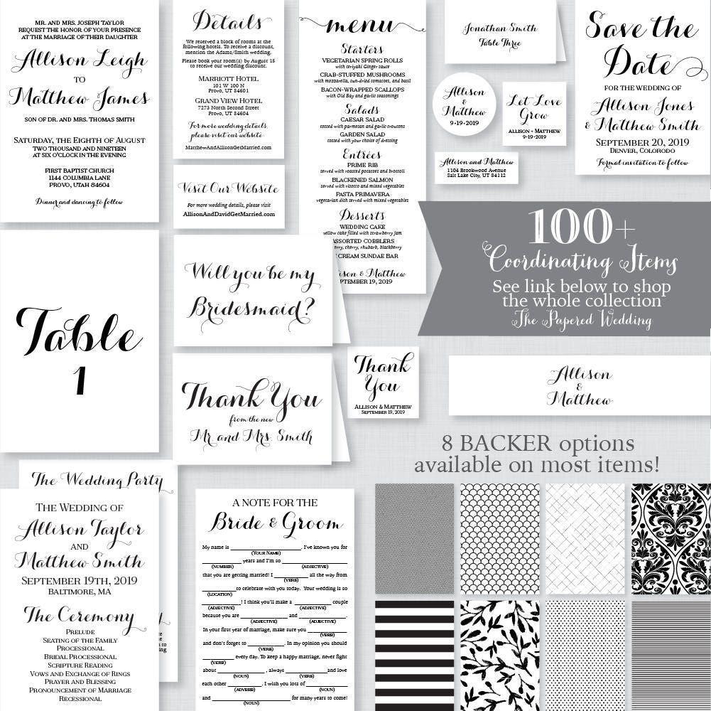 free printable wedding invitations black and white
