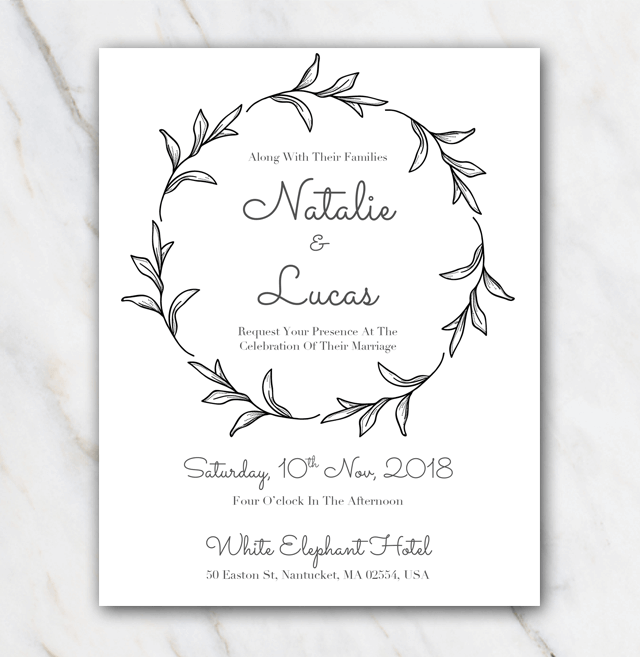 free printable wedding invitations black and white