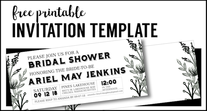 free printable wedding invitations black and white