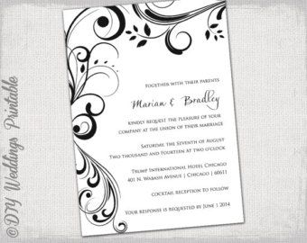 free printable wedding invitations black and white