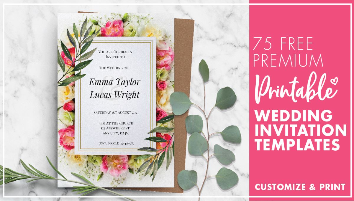 free printable wedding invitations black and white