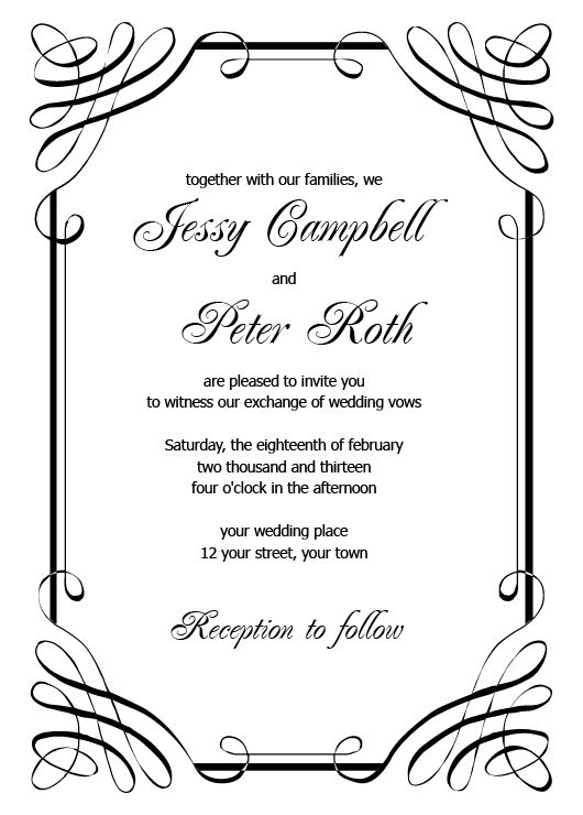 free printable wedding invitations black and white