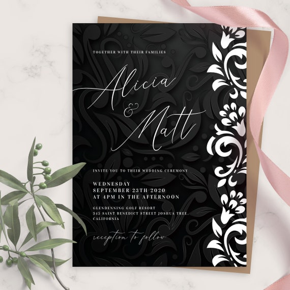free printable wedding invitations black and white