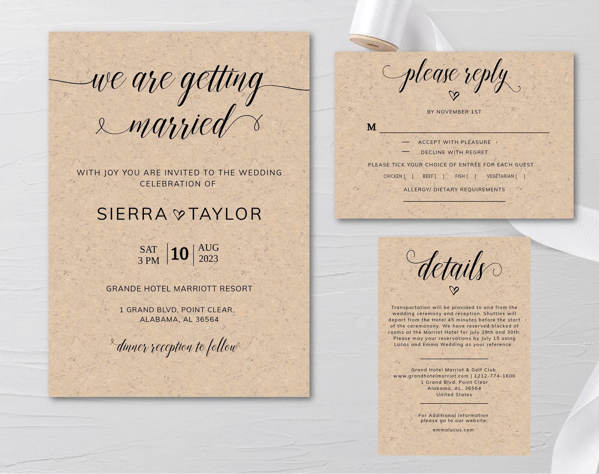 Printable Rustic Wedding Invitation Set, Country Wedding ...