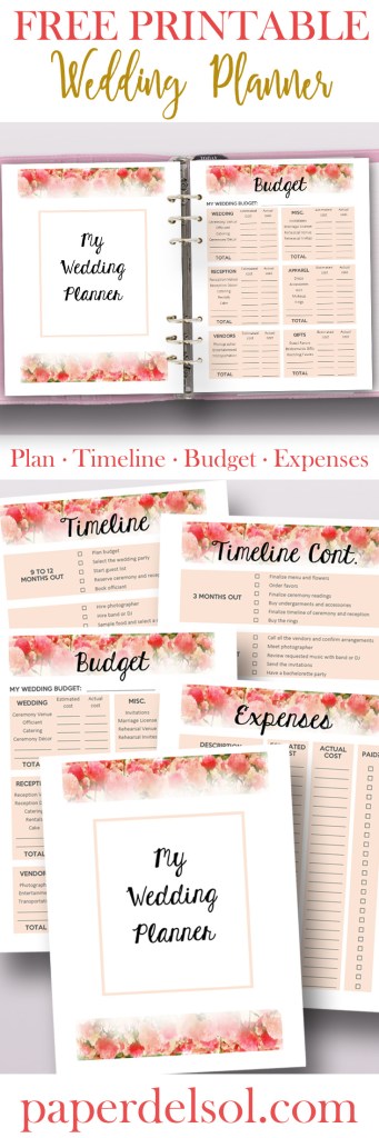 Free Printable Wedding Planner for Wedding Binder!