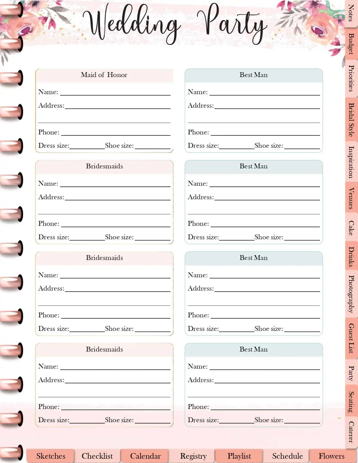 free printable wedding planner workbook pdf