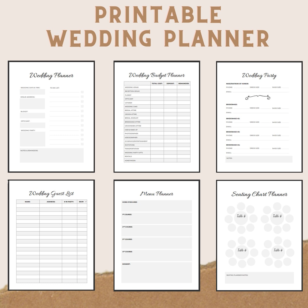 Druckbares Wedding Planner Kit für die Organisation deiner Traumhochzeit -  Etsy.de