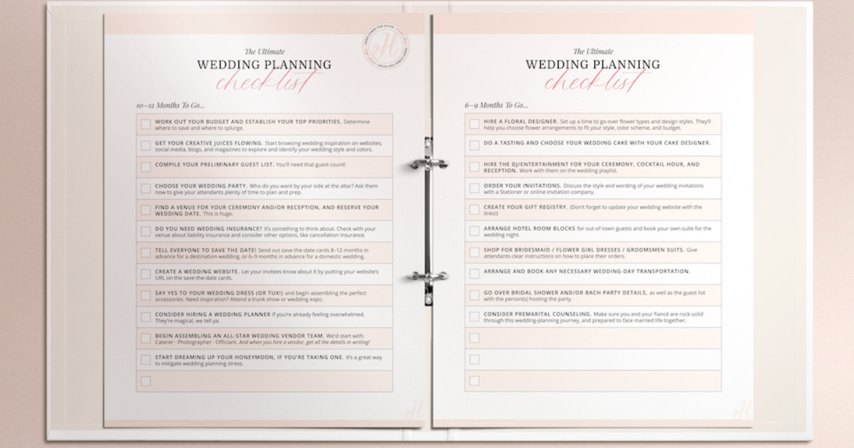 free printable wedding planner worksheet