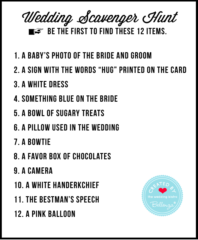 free printable wedding scavenger hunt