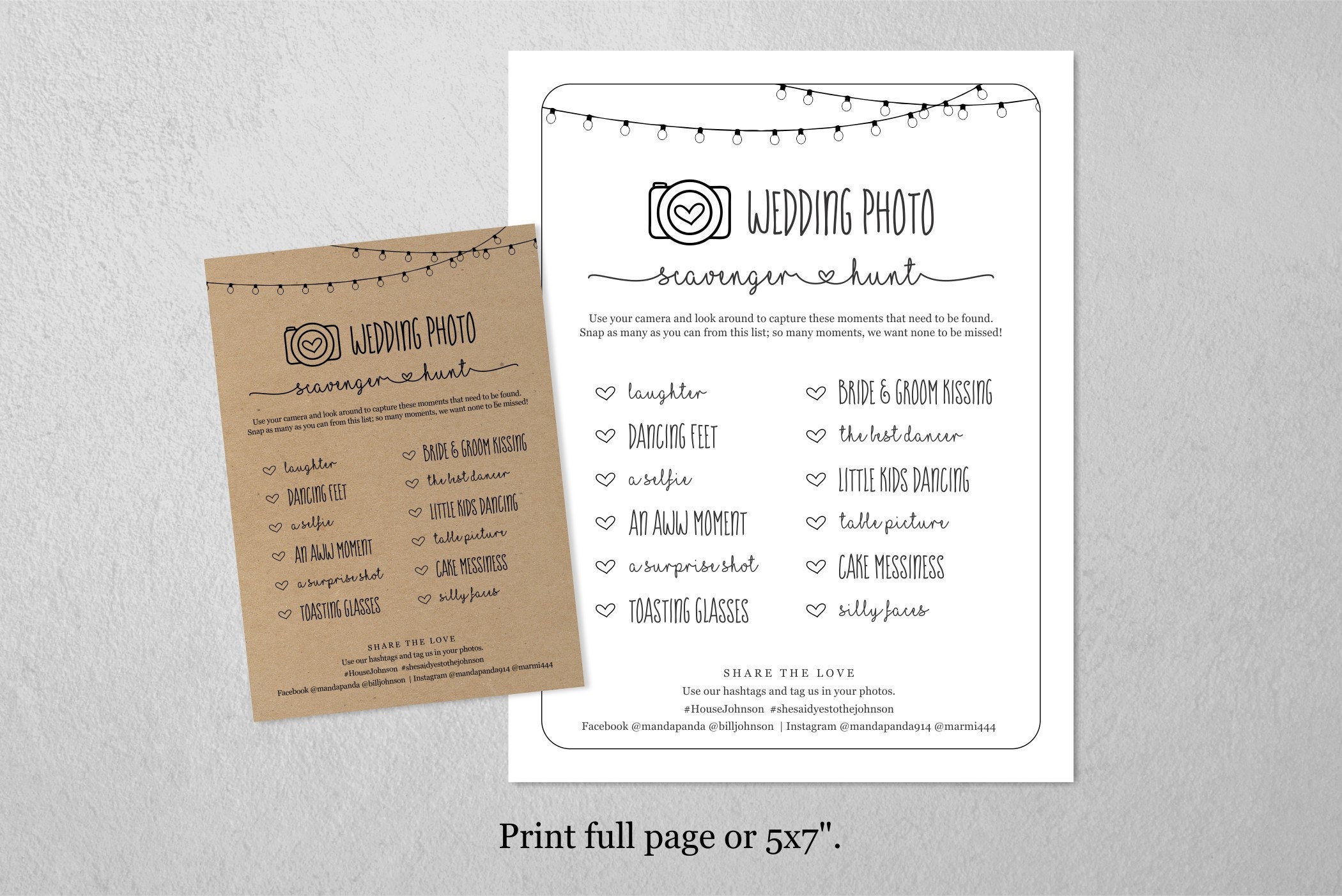 free printable wedding scavenger hunt