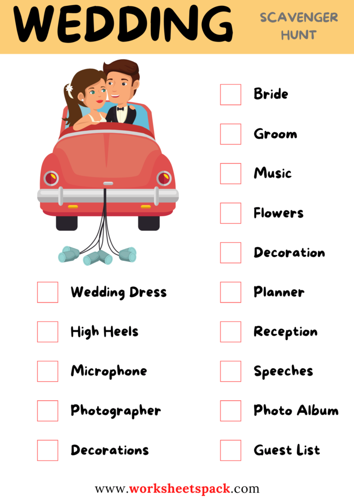 Unique Wedding Scavenger Hunt Ideas - worksheetspack