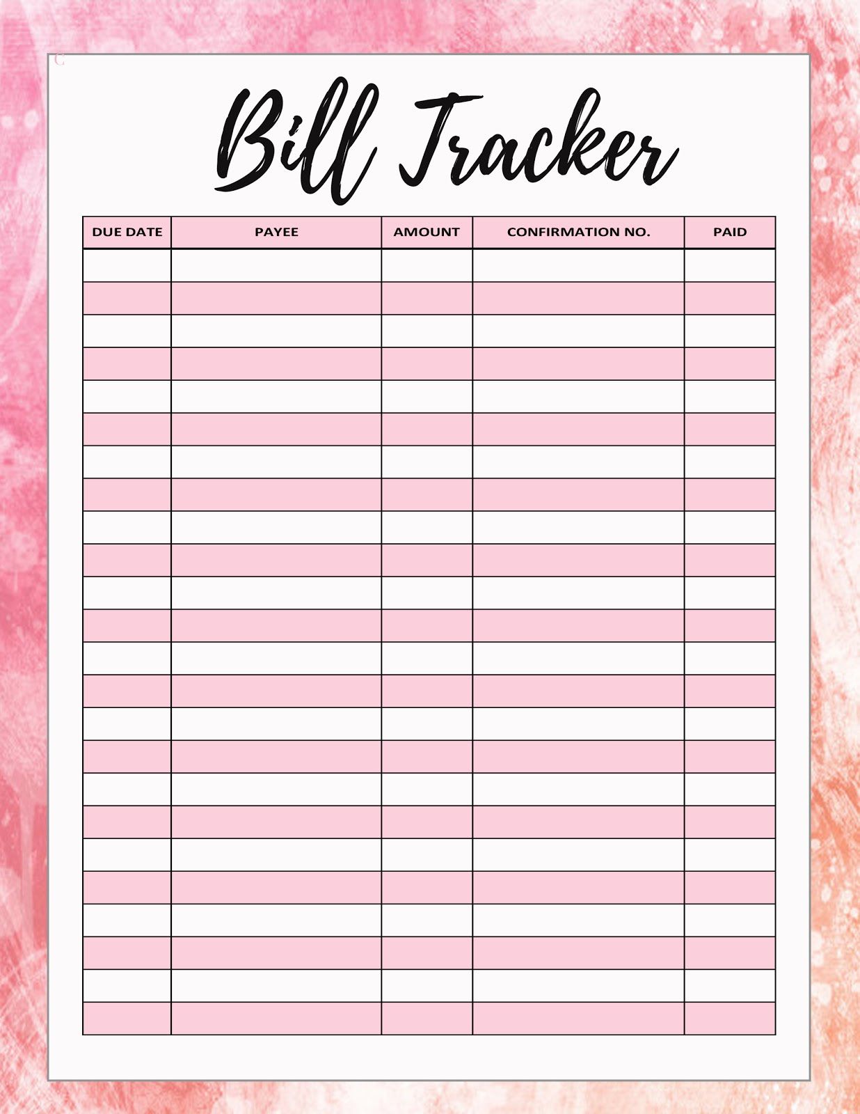 freebie-friday-free-bill-tracker-worksheets-library for Free Printable Bill Tracker Template ❤ FREEBIE Friday❤ Free Bill Tracker - Worksheets Library for Free Printable Bill Tracker Template