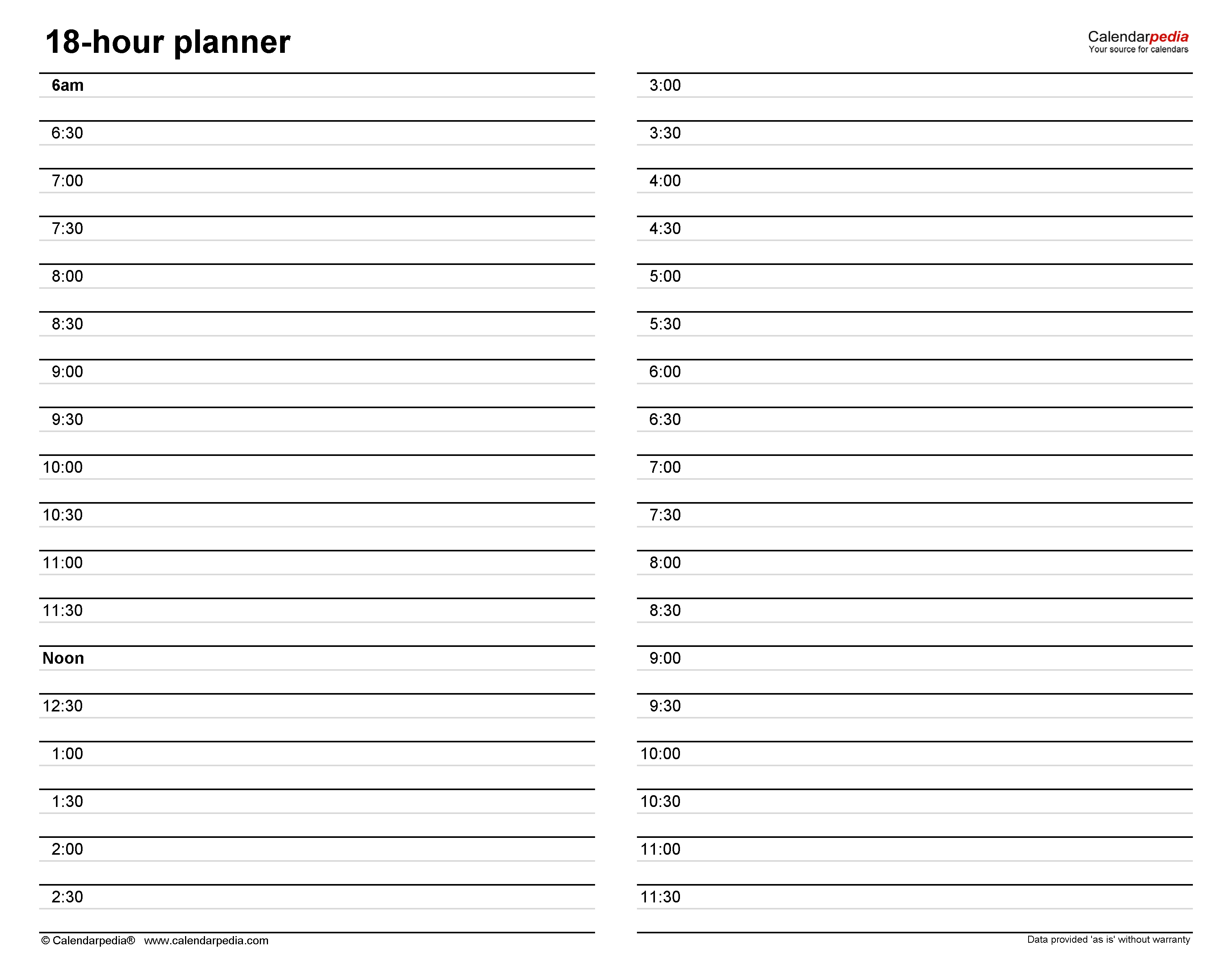 free printable weekly hourly planner