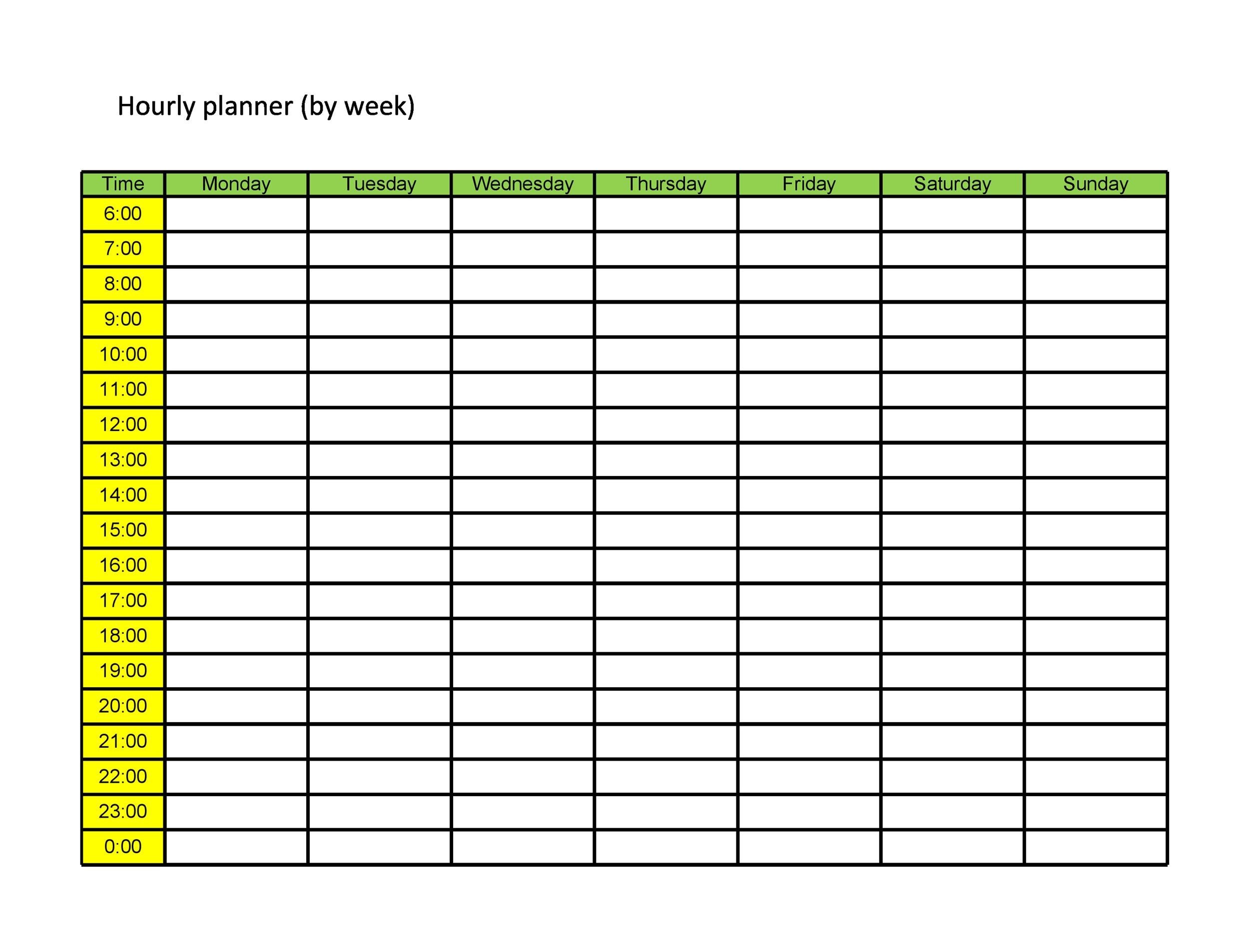 free printable weekly hourly planner