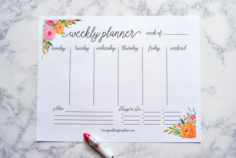 free printable weekly planner december 2017
