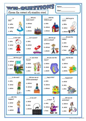 free printable wh questions worksheet