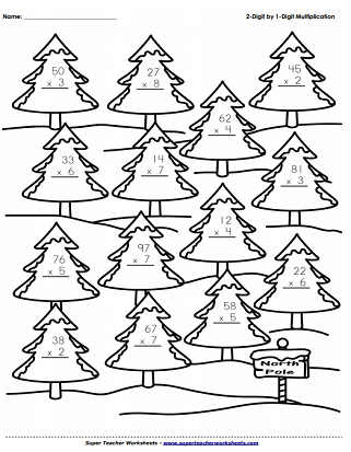 free printable winter multiplication worksheets