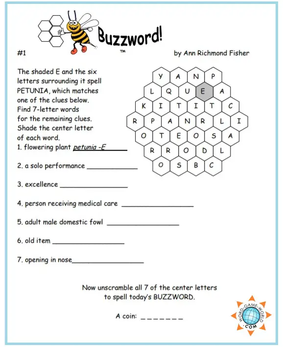 free printable word games and puzzles