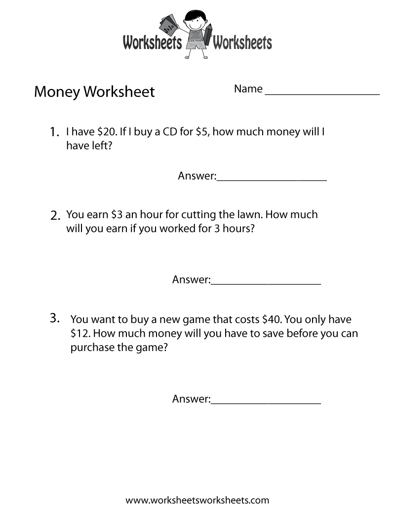 Money Word Problems Worksheet | Worksheets Worksheets
