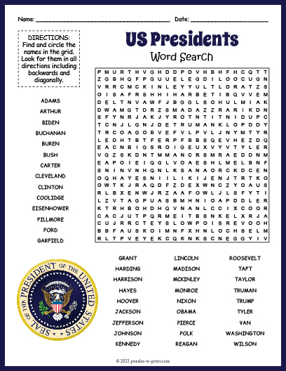 free printable word search united states